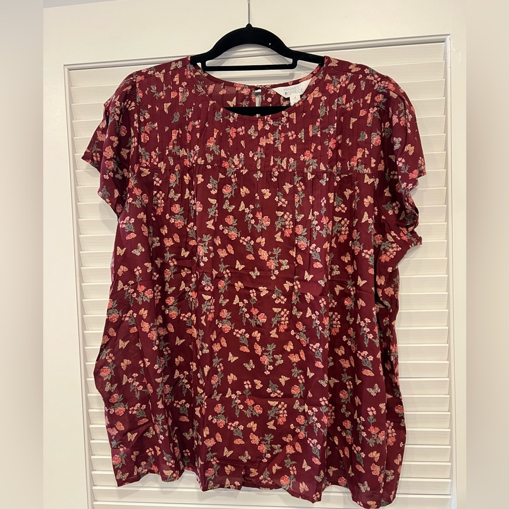Floral Burgundy Women's Top